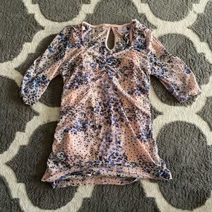 NWOT No boundaries womens pink floral sheer shirt